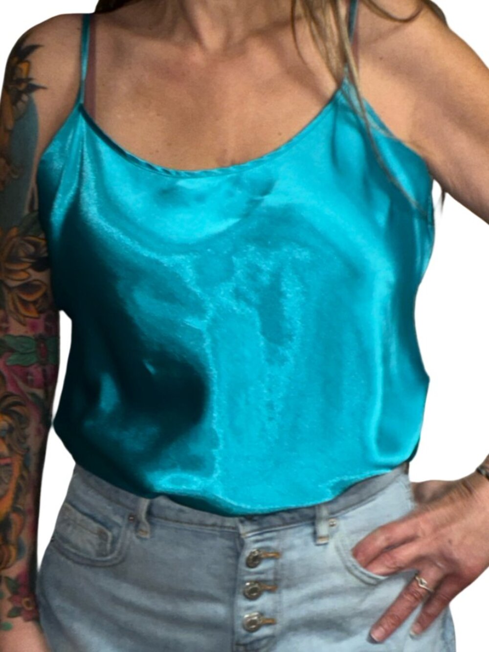 Sz.XL*Turquoise Blue Tank top--Silky-Like